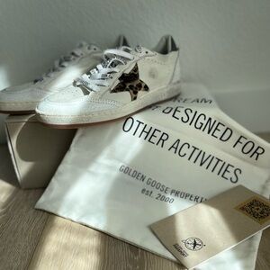 Golden Goose White Sneakers with Leopard Star